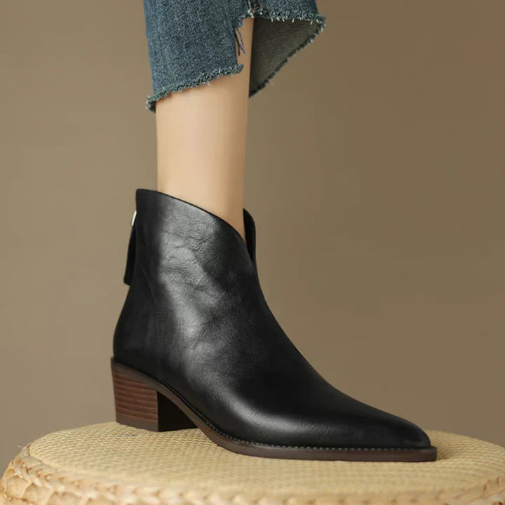 Women's Pointed Toe Ankle Boot Trainers – Vegan Leather, Low Heel