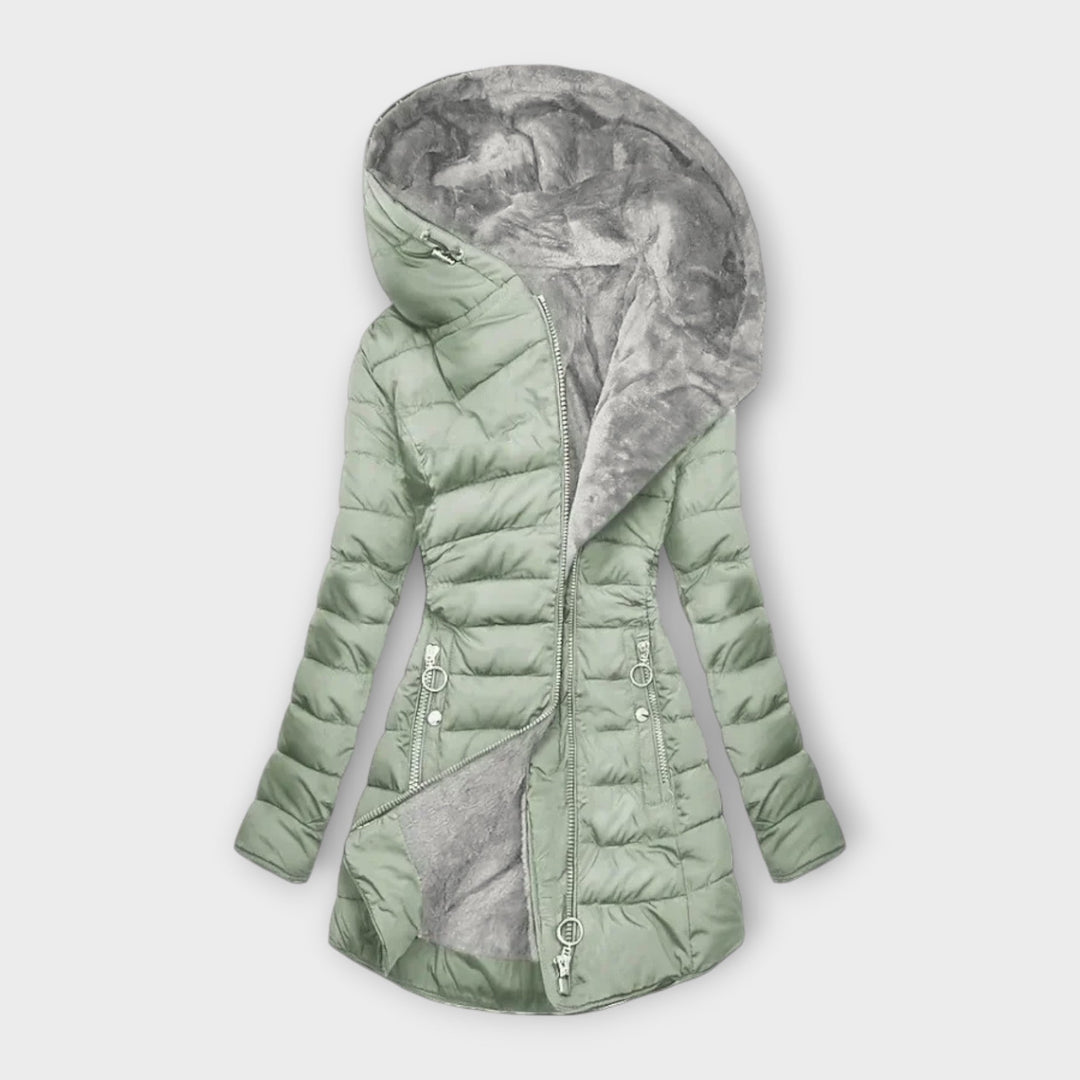 Women's Longline Puffer Jacket with Hood