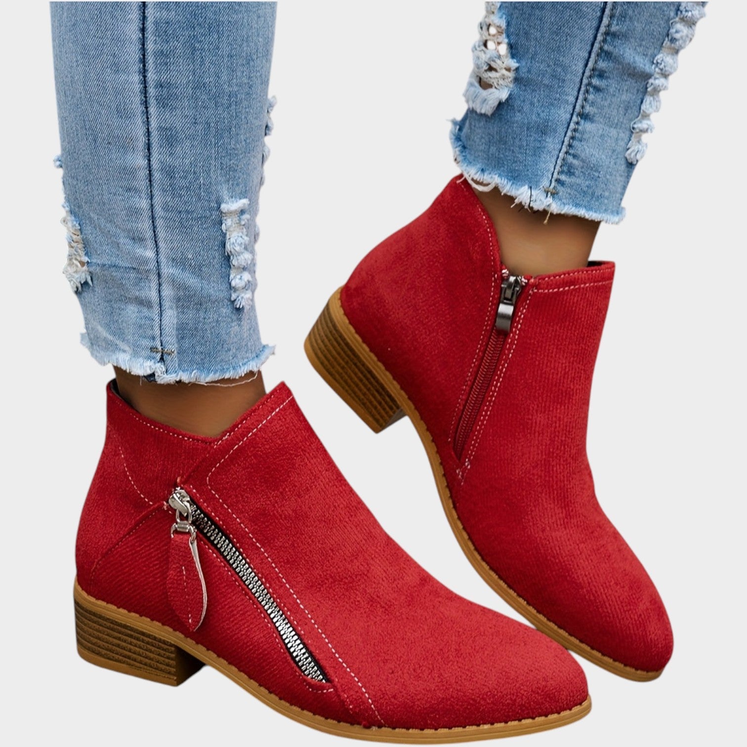 Women's Ankle Boots | Casual Side Zip Low Heel Booties