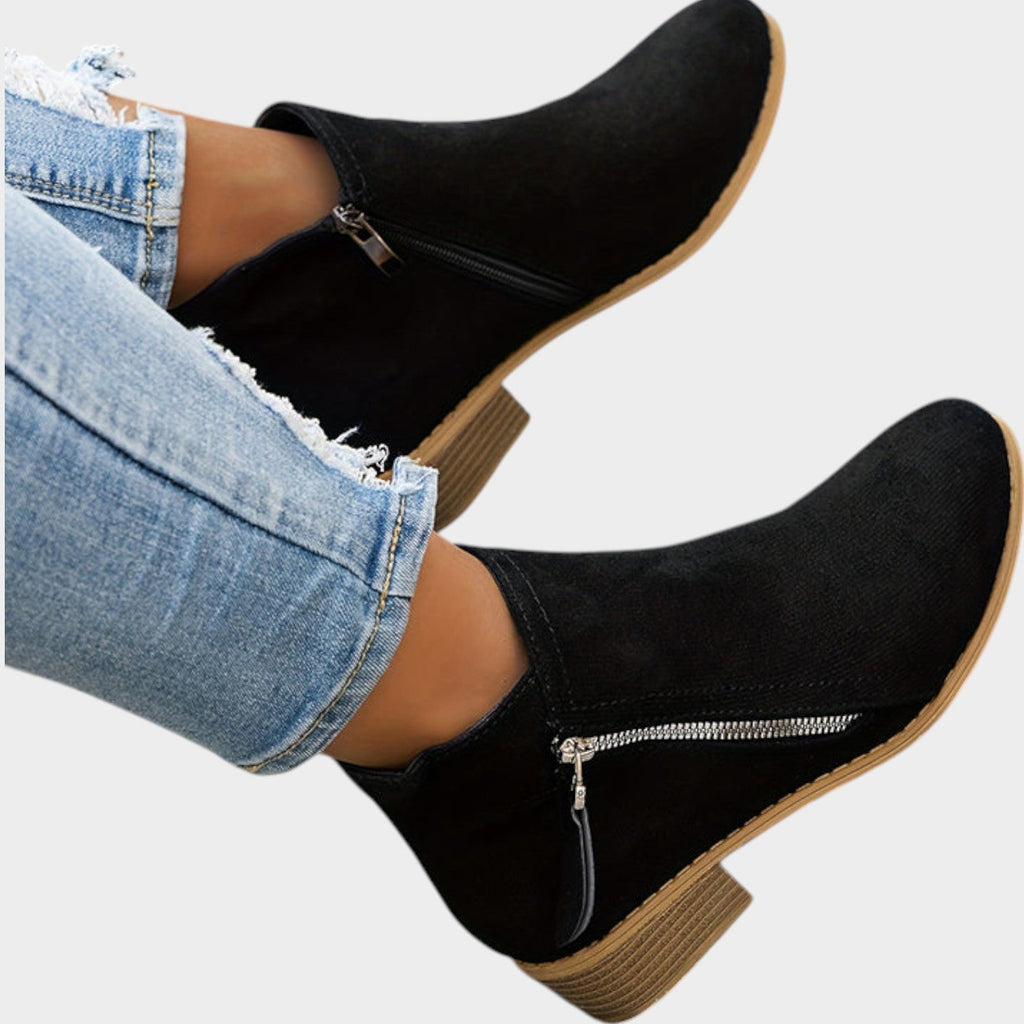 Women's Ankle Boots | Casual Side Zip Low Heel Booties