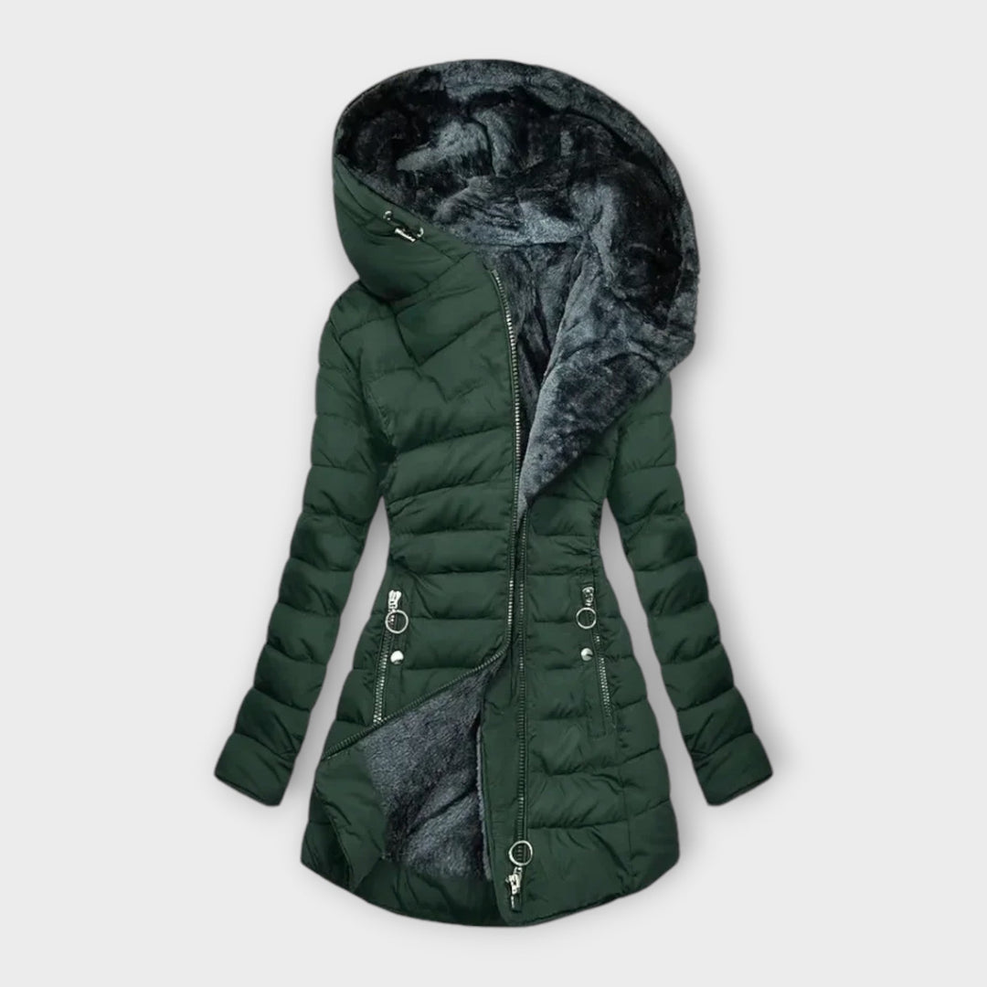 Women's Longline Puffer Jacket with Hood