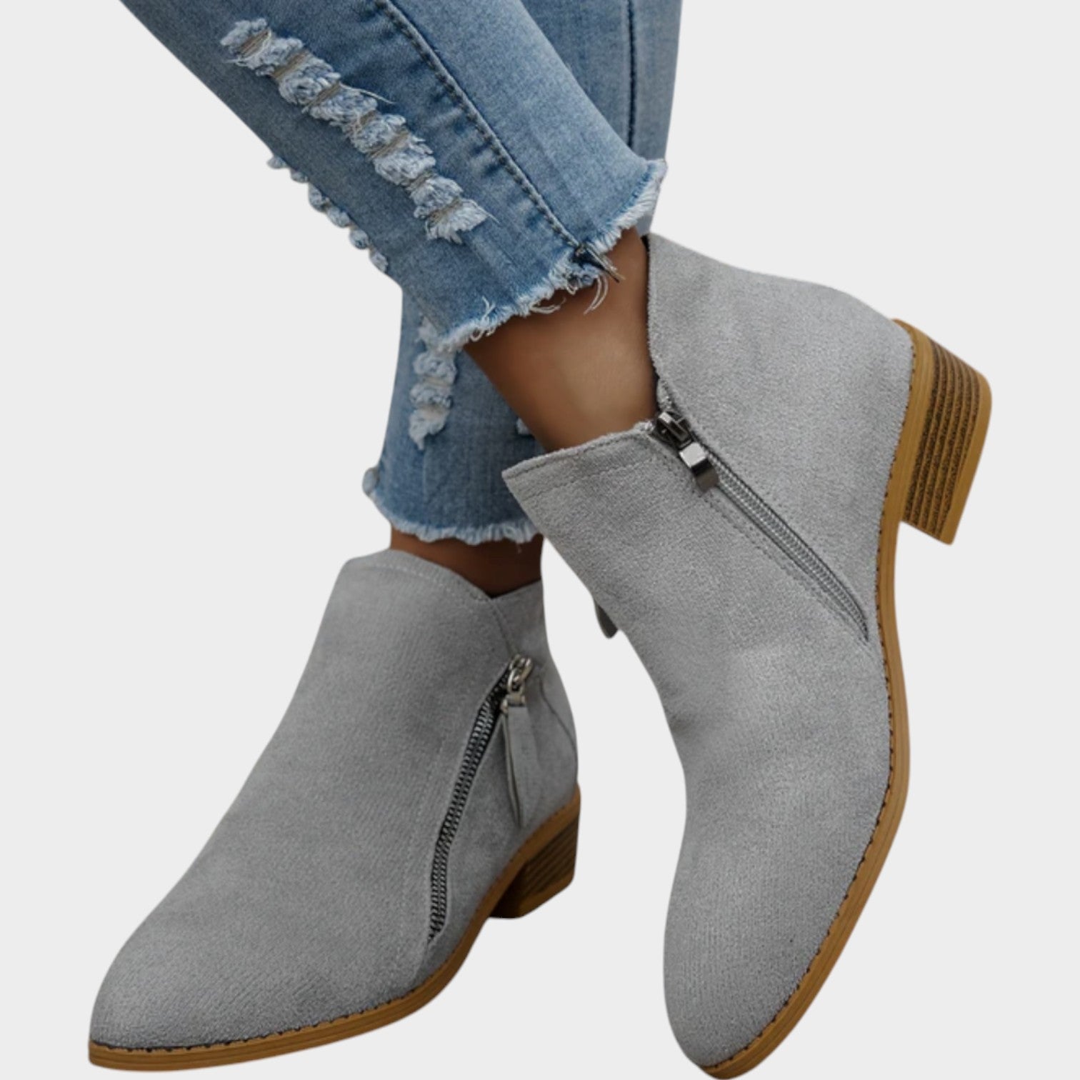 Women's Ankle Boots | Casual Side Zip Low Heel Booties