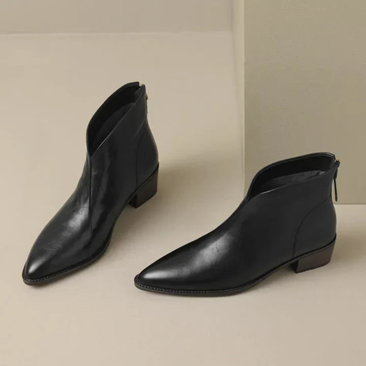 Women's Pointed Toe Ankle Boot Trainers – Vegan Leather, Low Heel