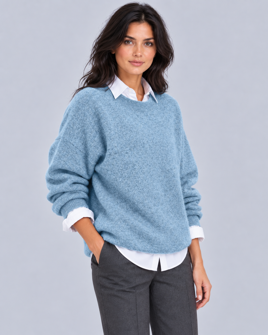 Women's 100% Cashmere Crew Neck Jumper | Oversized Fit Knitted Sweater
