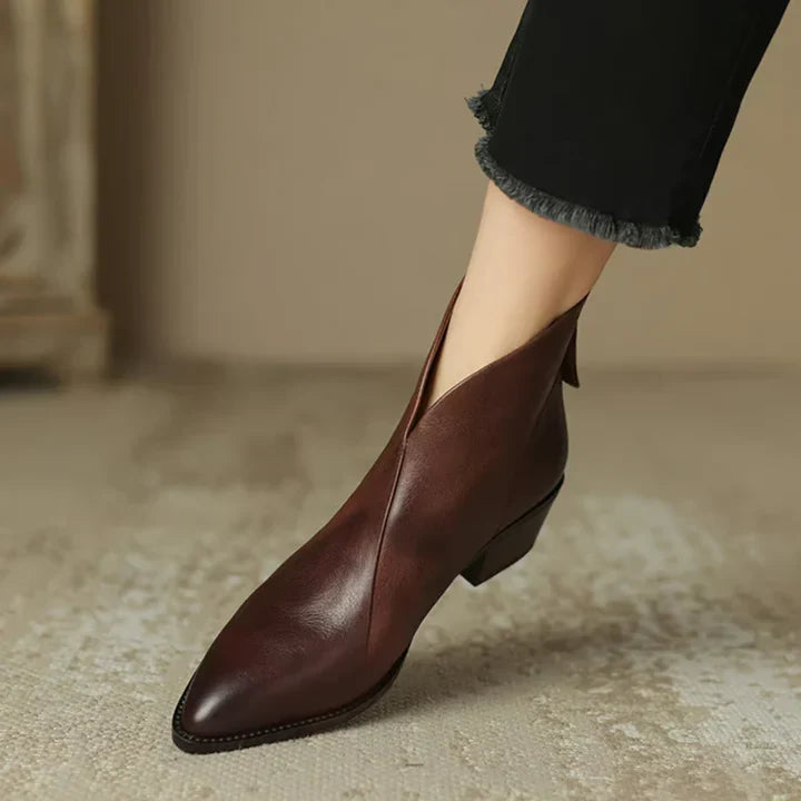 Women's Pointed Toe Ankle Boot Trainers – Vegan Leather, Low Heel