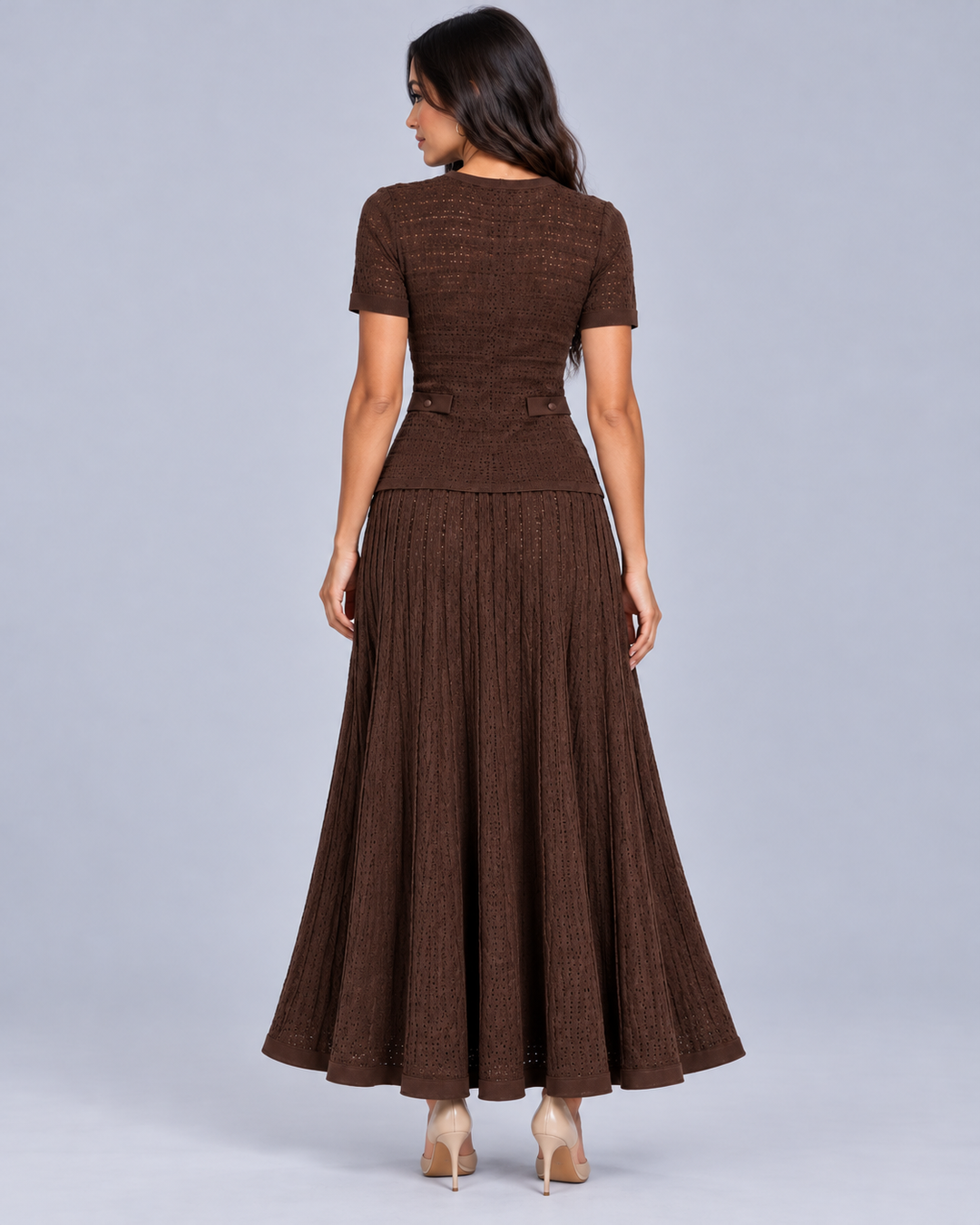 Women's Knitted Maxi Dress with Button Front