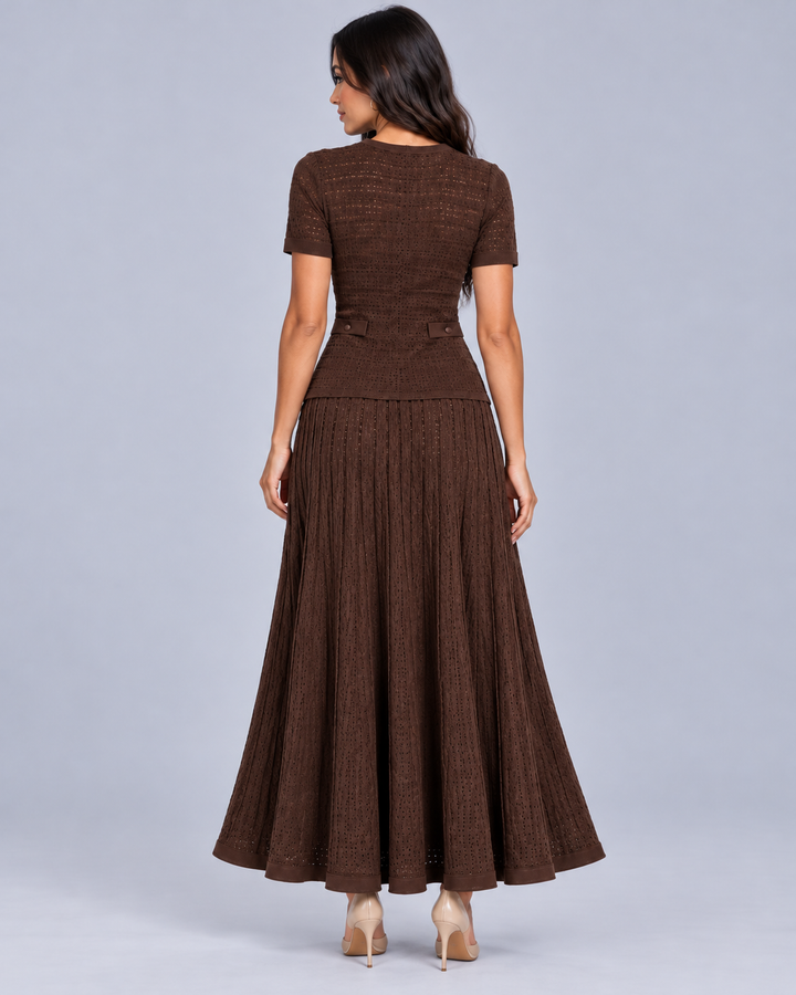 Women's Knitted Maxi Dress with Button Front