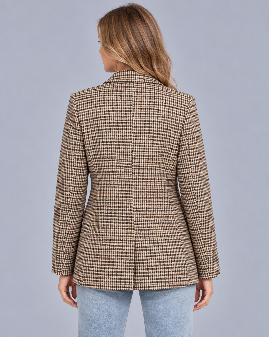 Women's Double Breasted Check Blazer