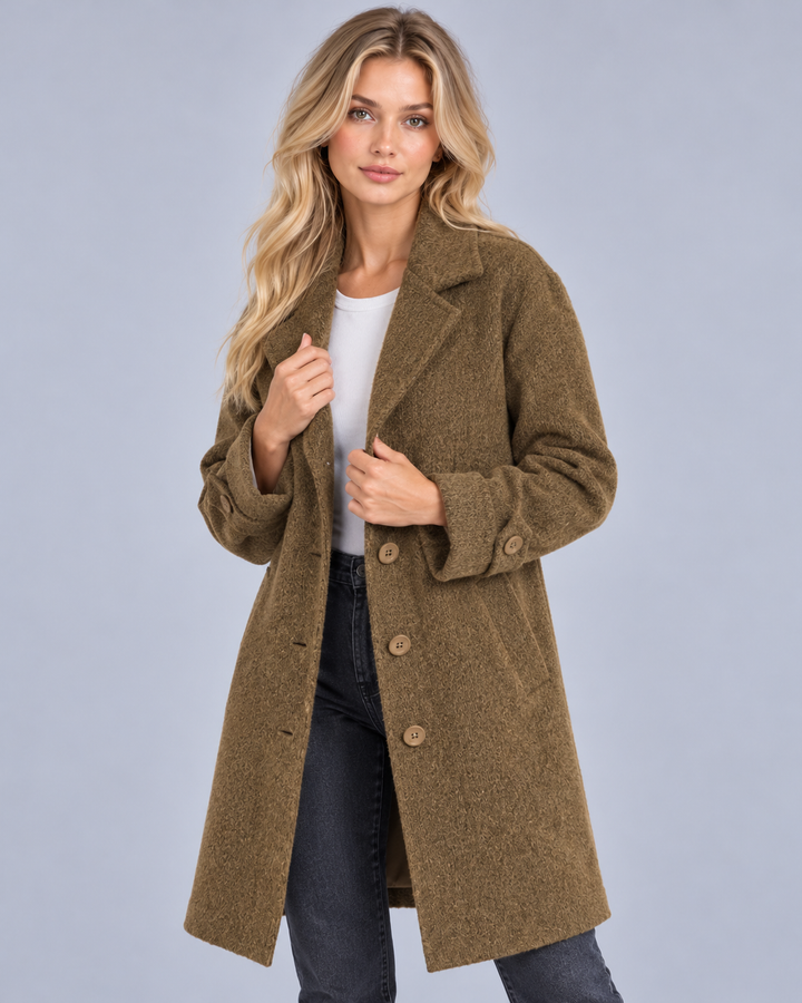 Women's Tailored Coat with Turned-Back Cuffs