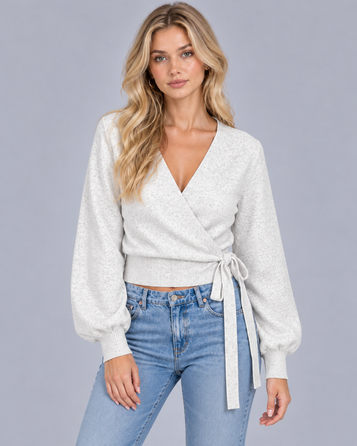 Women's V-Neck Wrap Jumper with Side Tie