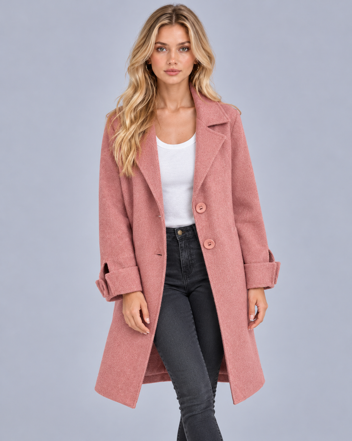 Women's Tailored Coat with Turned-Back Cuffs