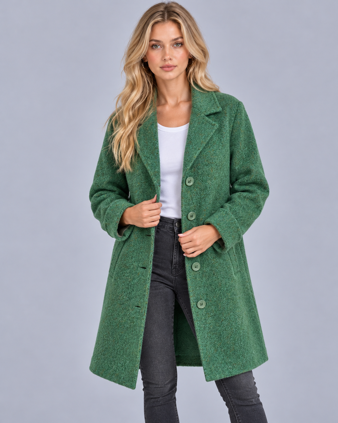 Women's Tailored Coat with Turned-Back Cuffs