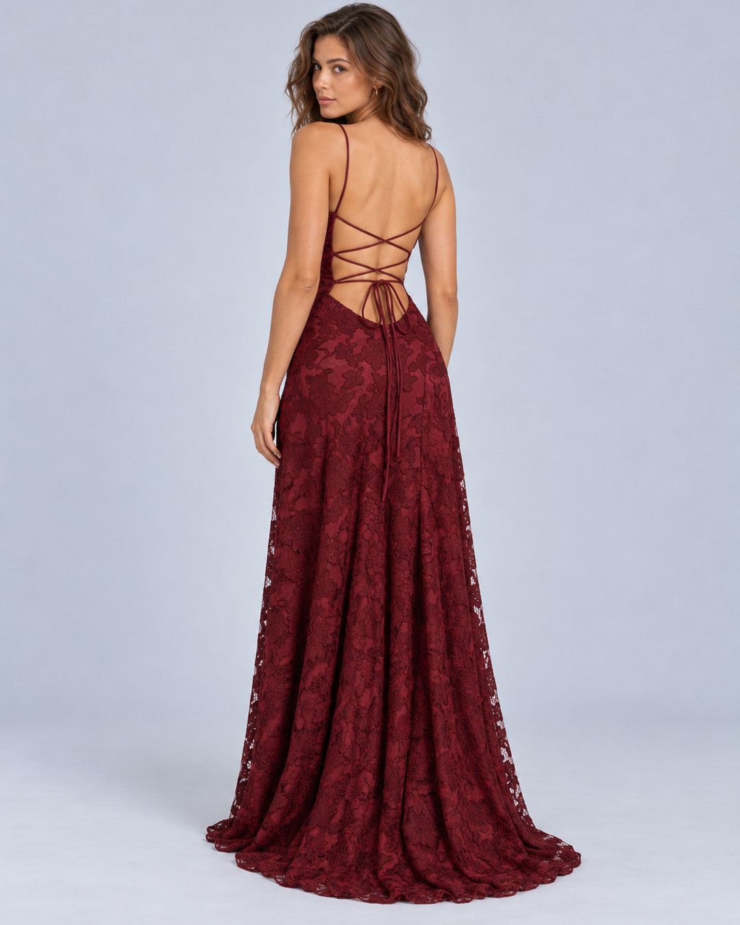 Women's Lace Maxi Dress with Structured Bodice