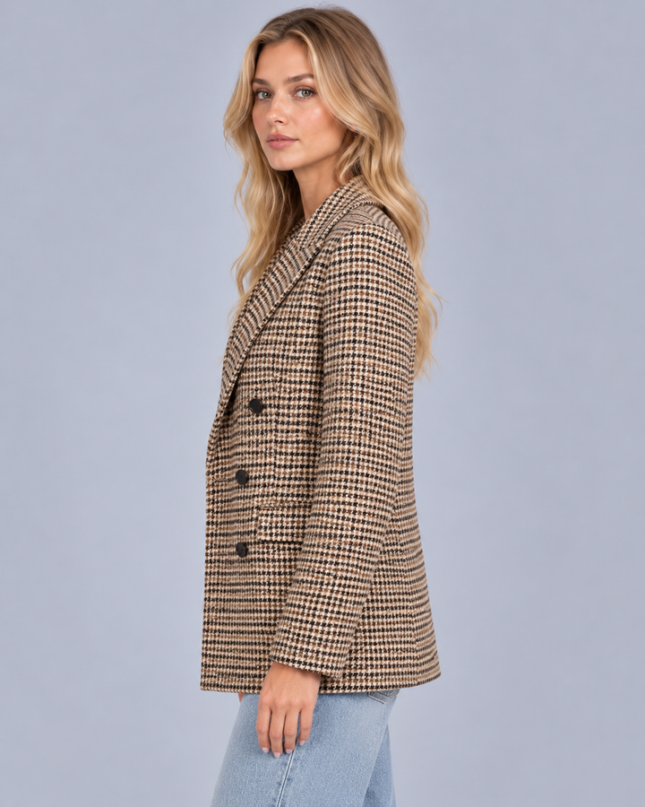Women's Double Breasted Check Blazer
