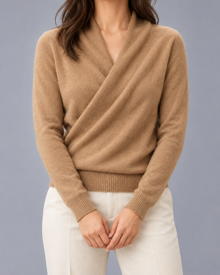 Women's Cashmere Wrap Jumper with Crossover Neckline