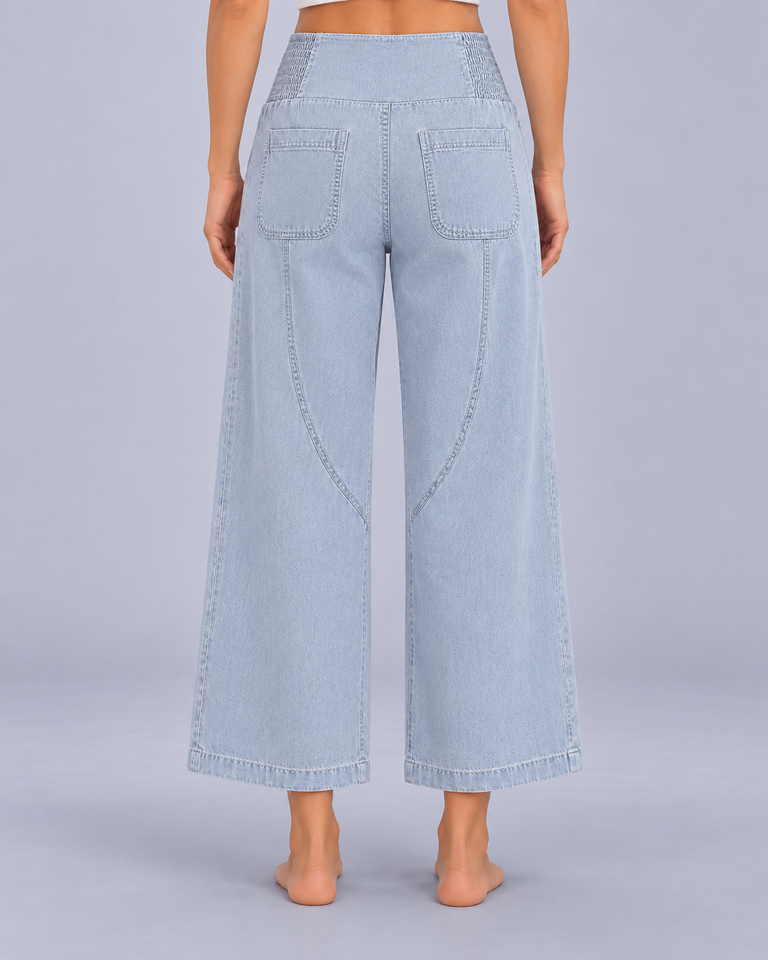 Women's Wide Leg Jeans with Curved Seams