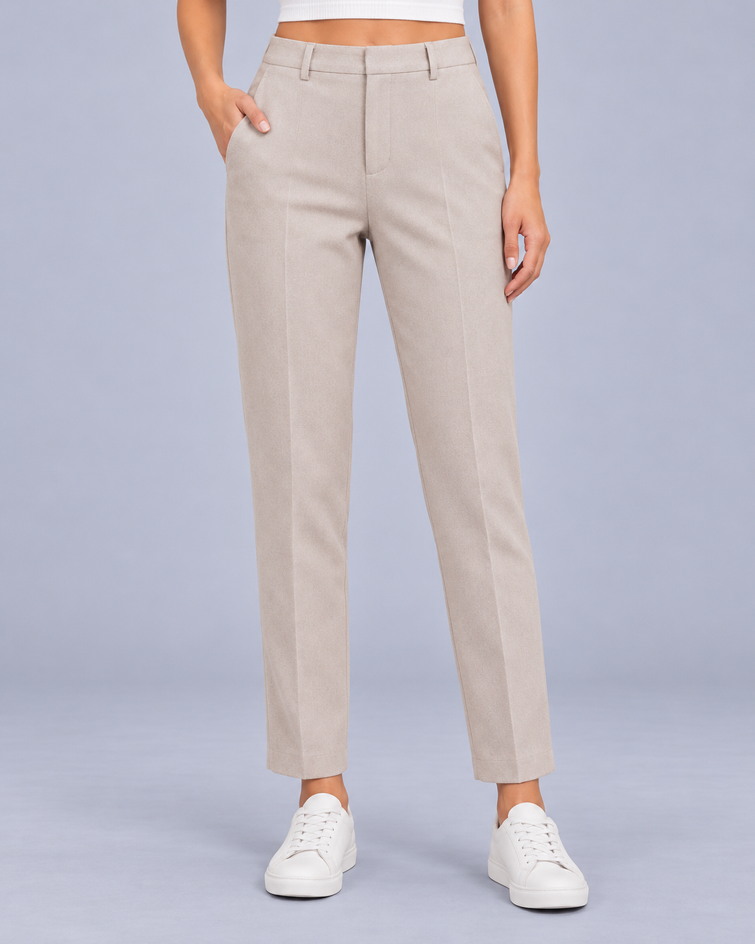 Women's Wool Blend High Waisted Trousers
