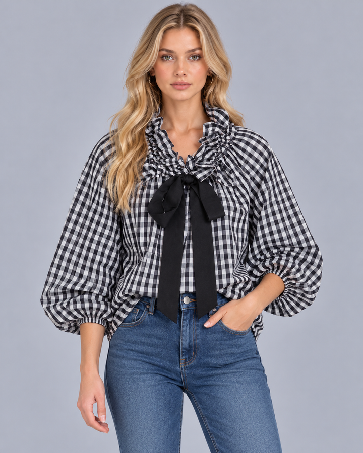 Women's Puff Sleeve Bow Blouse