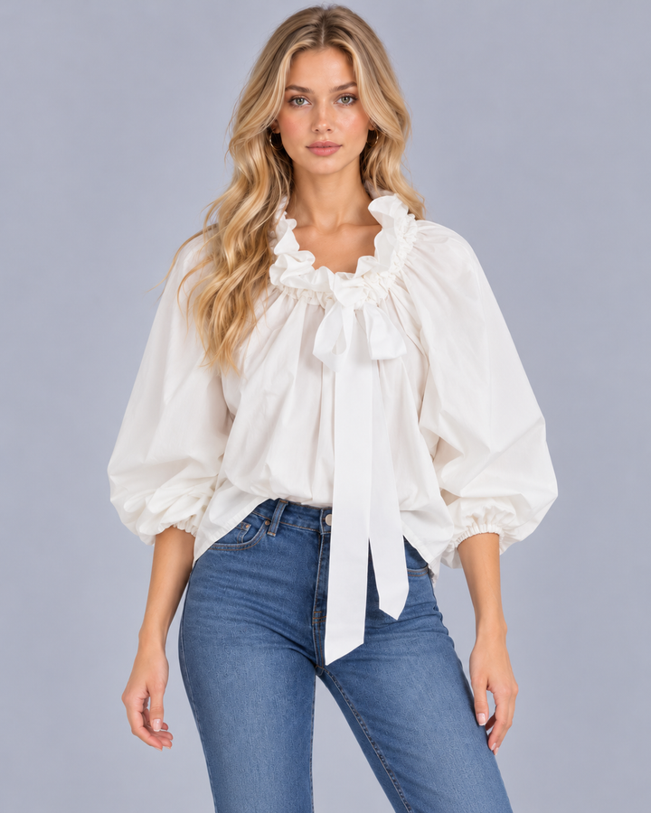 Women's Puff Sleeve Bow Blouse