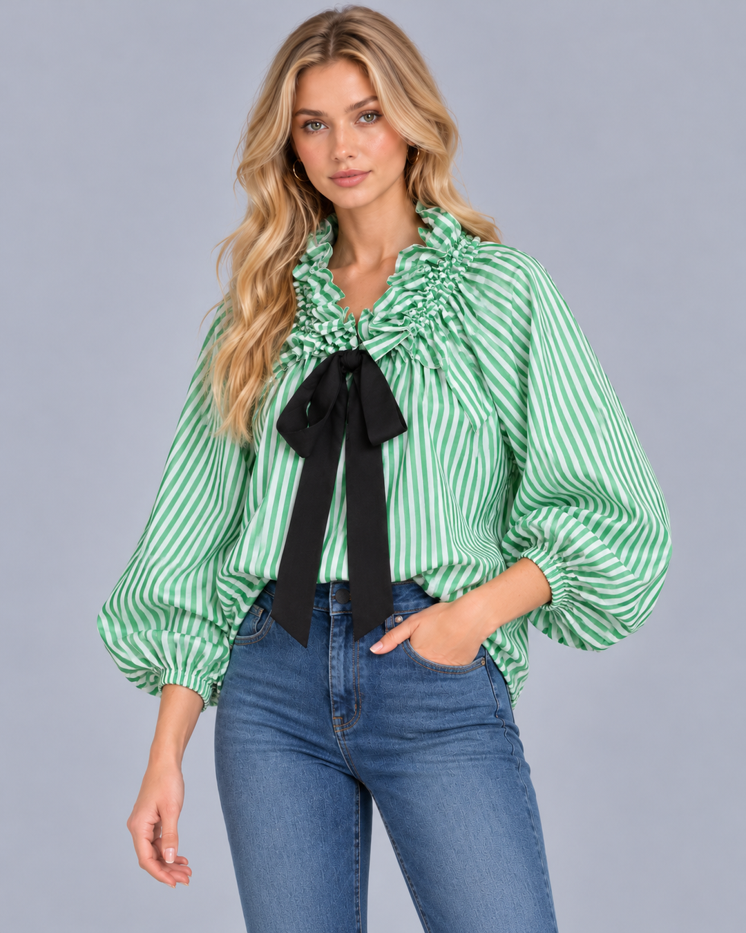 Women's Puff Sleeve Bow Blouse