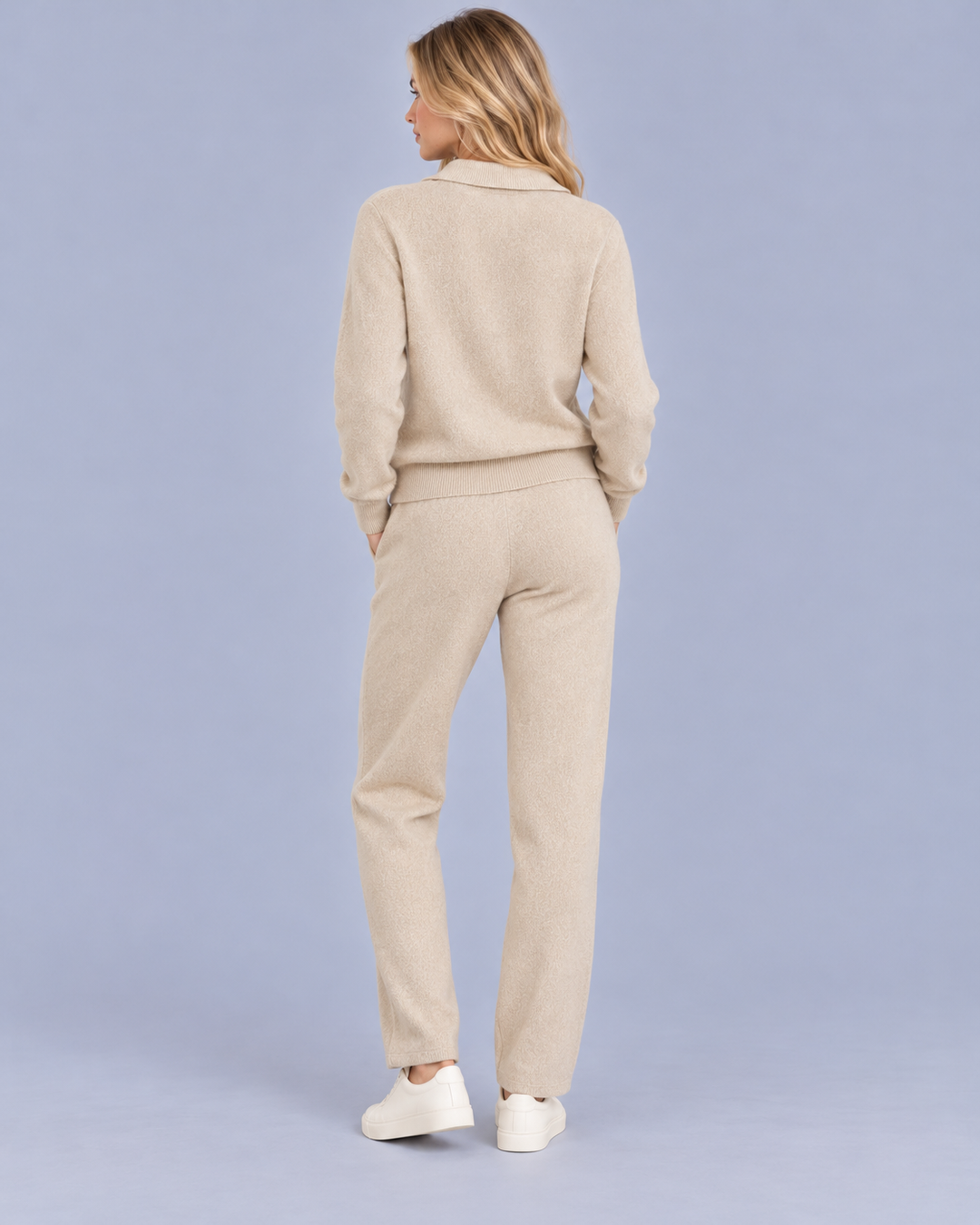 Women's Knitted Polo Collar Lounge Set