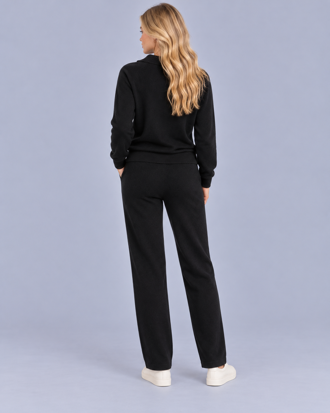 Women's Knitted Polo Collar Lounge Set