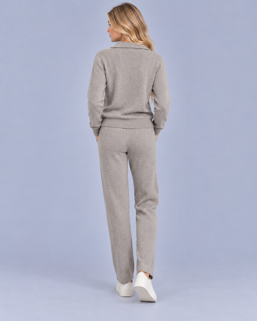 Women's Knitted Polo Collar Lounge Set