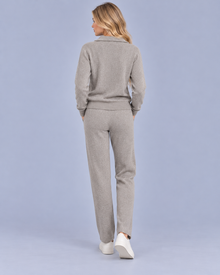 Women's Knitted Polo Collar Lounge Set