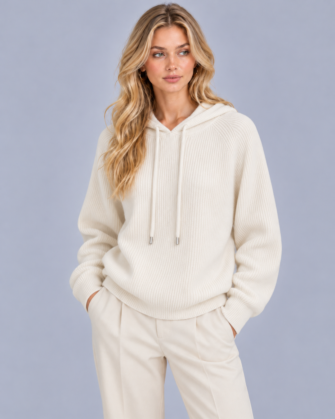 Women's Cashmere Blend Knitted Hoodie