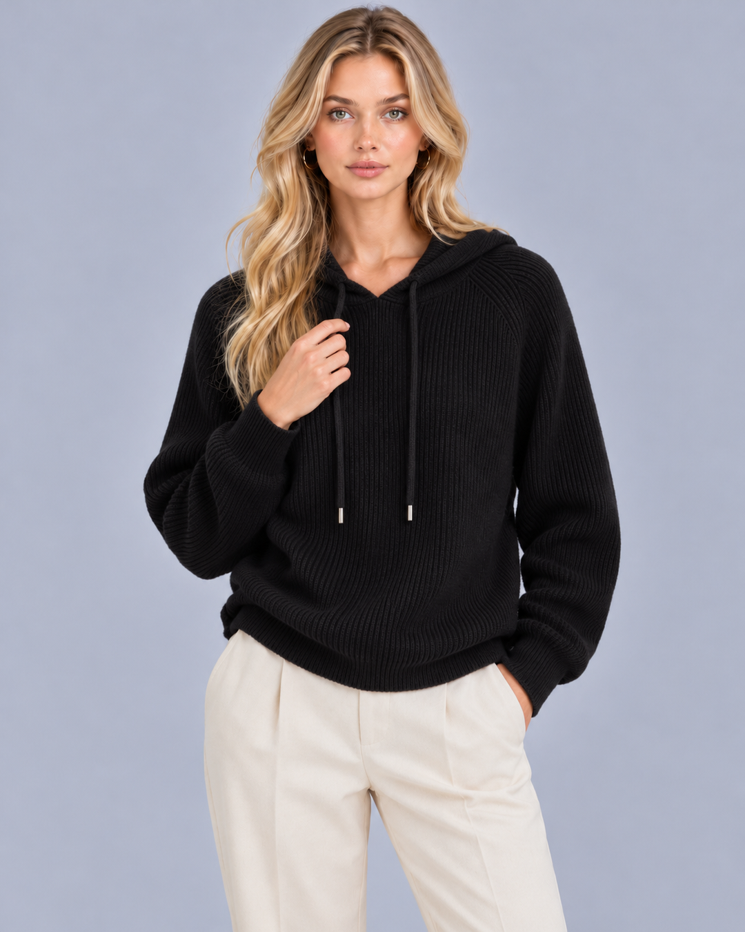 Women's Cashmere Blend Knitted Hoodie