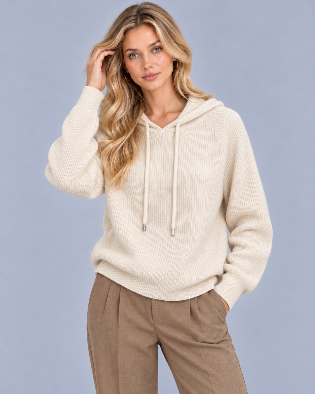 Women's Cashmere Blend Knitted Hoodie