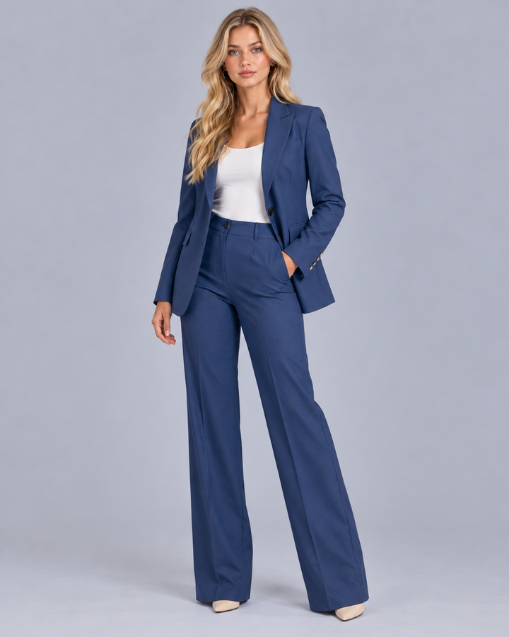 Women's Fitted Trouser Suit with One-Button Blazer
