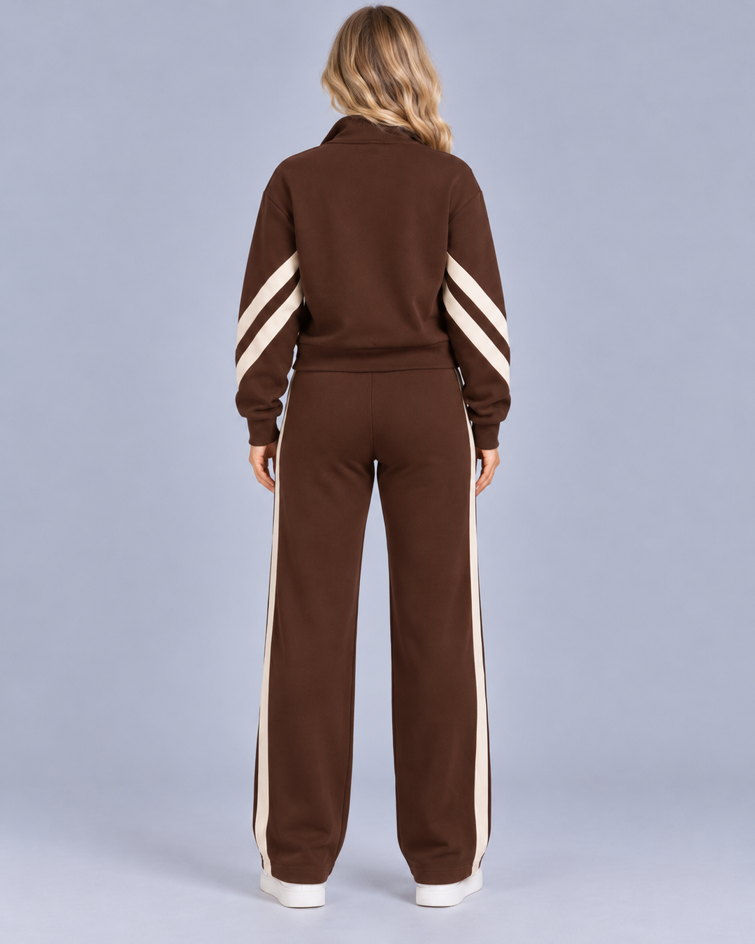 Women's Cropped Zip Tracksuit with Contrast Stripes
