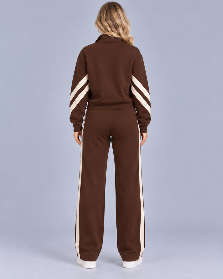 Women's Cropped Zip Tracksuit with Contrast Stripes