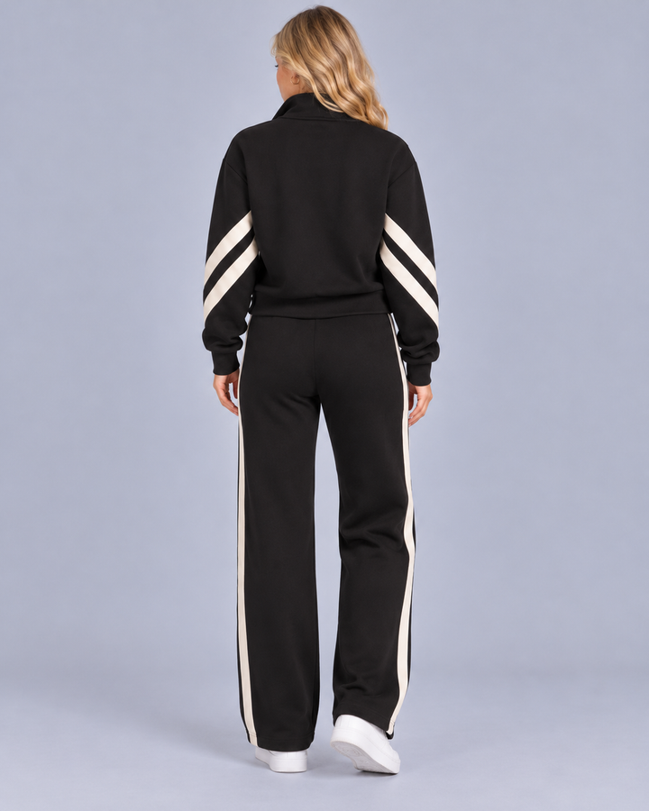 Women's Cropped Zip Tracksuit with Contrast Stripes