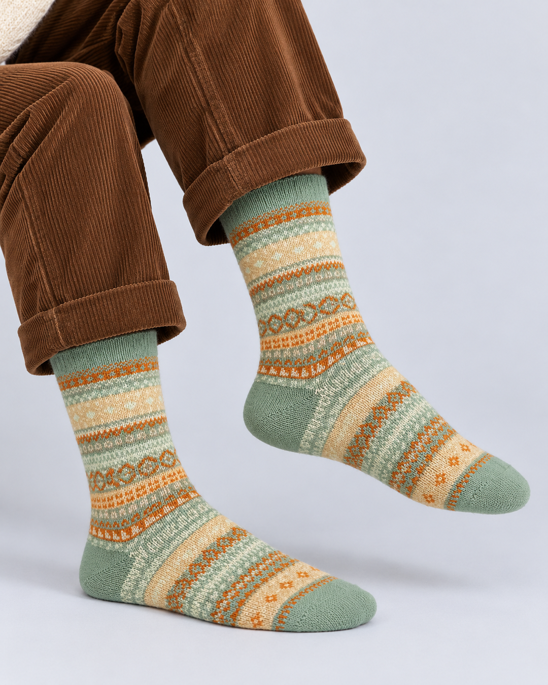 Nordic Fair Isle Cotton Crew Socks
