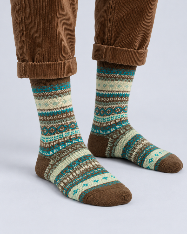 Nordic Fair Isle Cotton Crew Socks