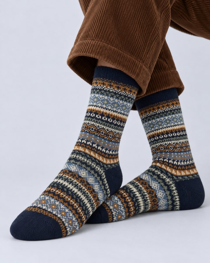 Nordic Fair Isle Cotton Crew Socks