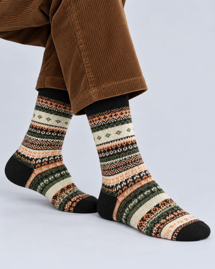 Nordic Fair Isle Cotton Crew Socks