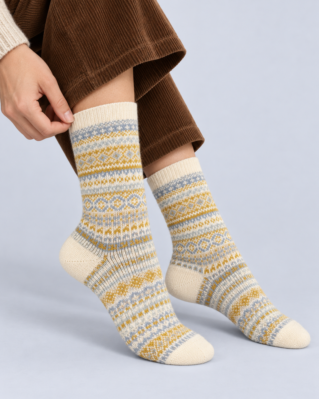 Nordic Fair Isle Cotton Crew Socks