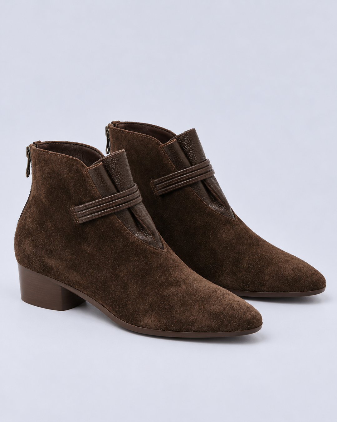 Women's Suede Ankle Boots with Block Heel