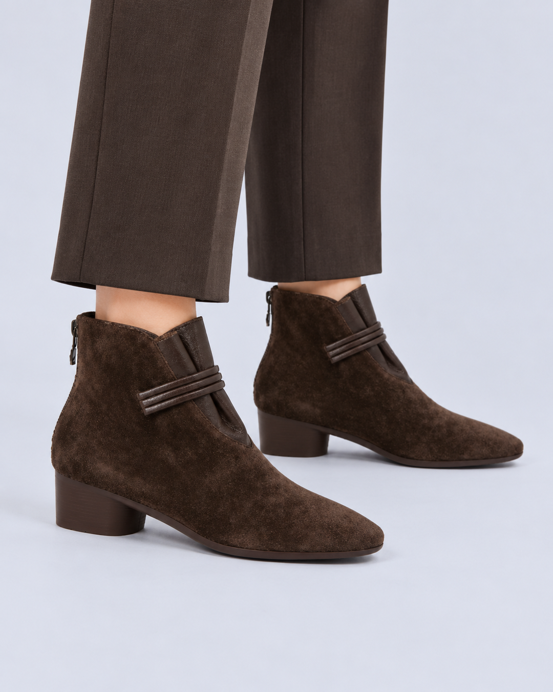 Women's Suede Ankle Boots with Block Heel