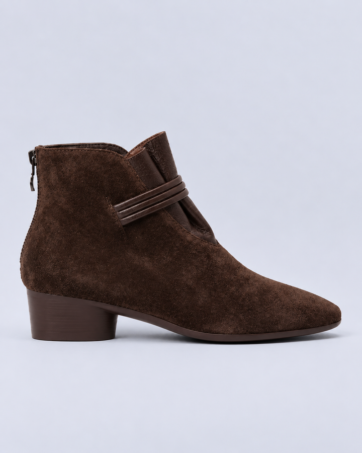 Women's Suede Ankle Boots with Block Heel