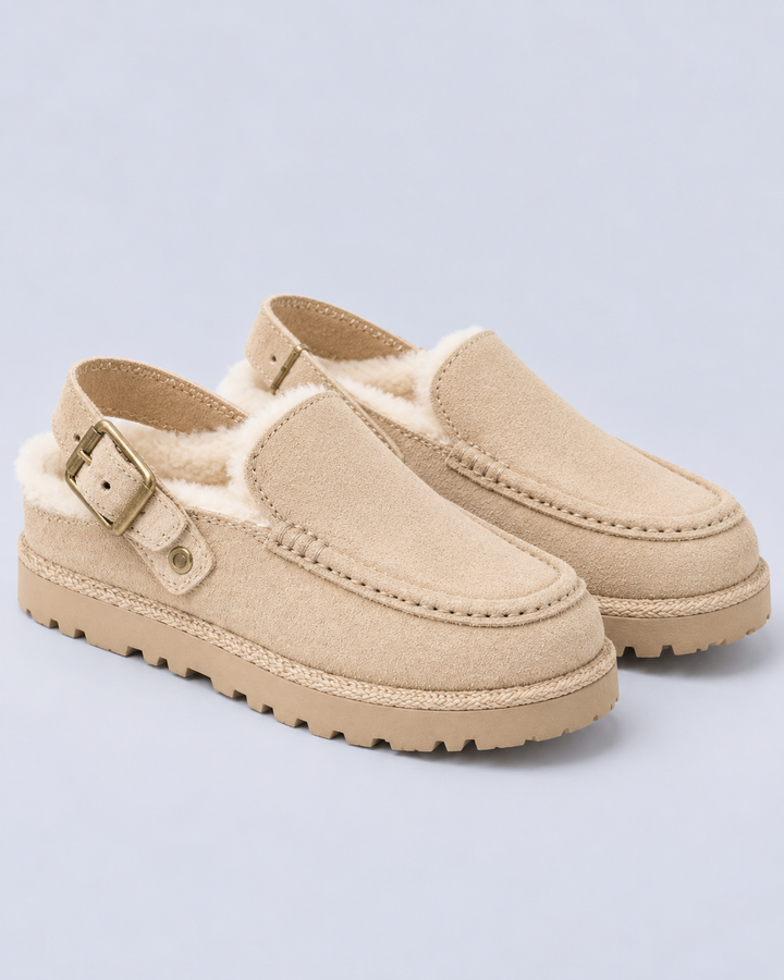Women's Faux Suede Lined Buckle Clogs