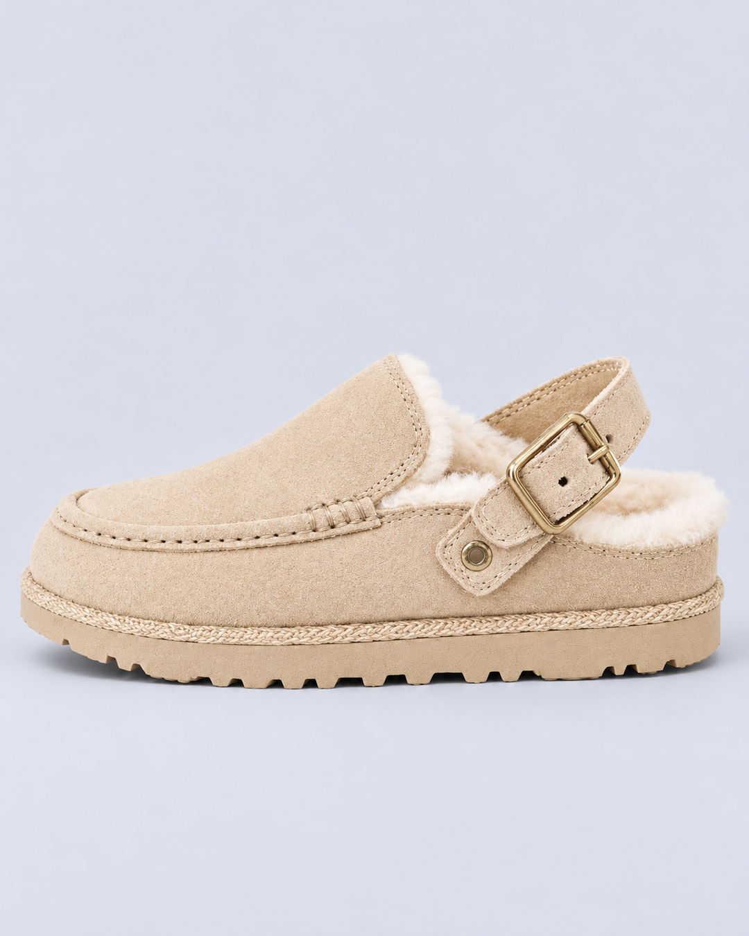 Women's Faux Suede Lined Buckle Clogs