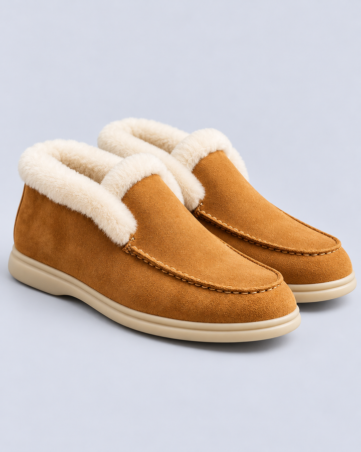 Women's Shearling Lined Suede Loafers