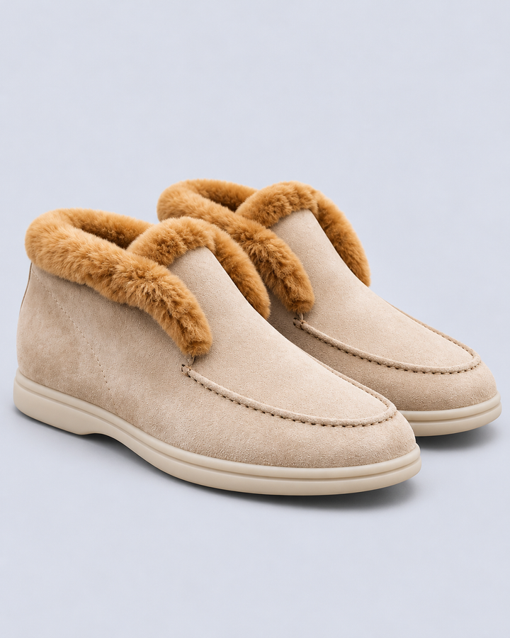 Women's Shearling Lined Suede Loafers