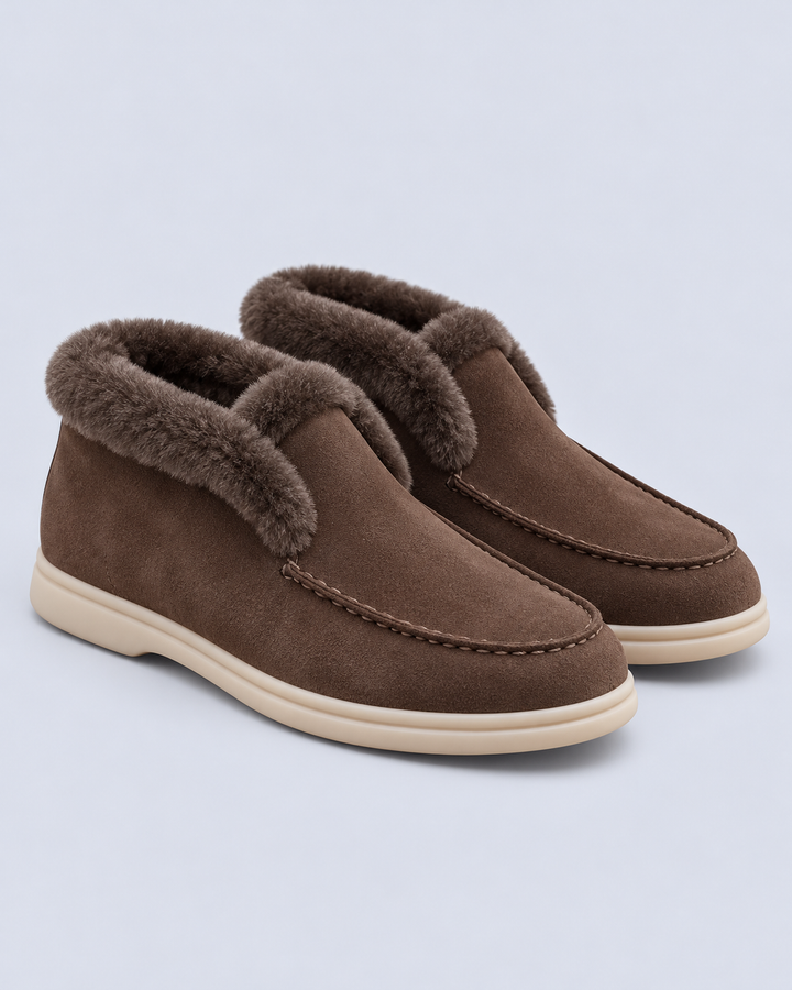 Women's Shearling Lined Suede Loafers