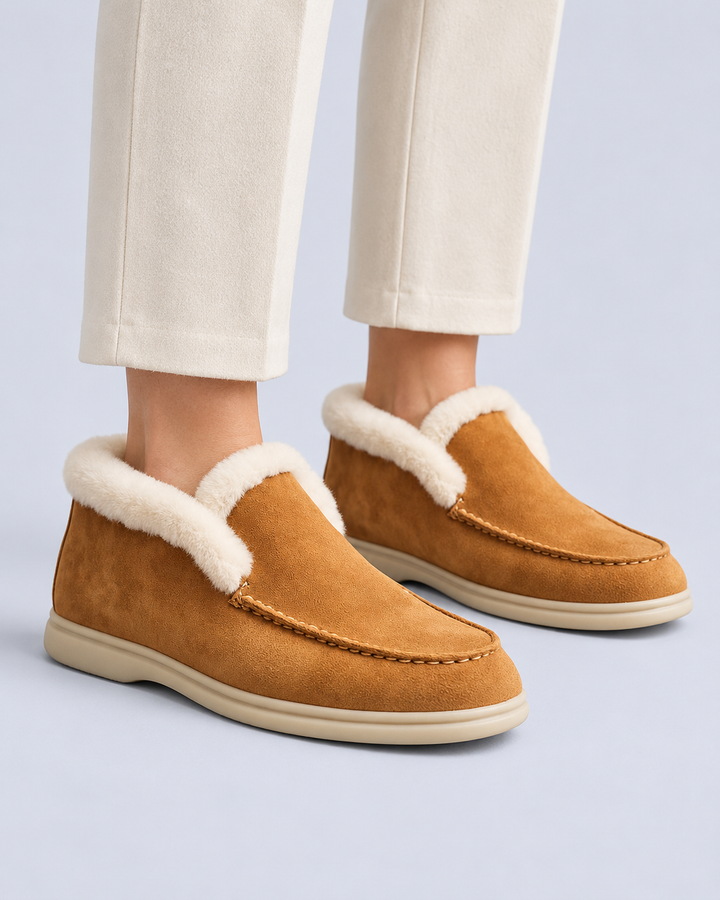 Women's Shearling Lined Suede Loafers