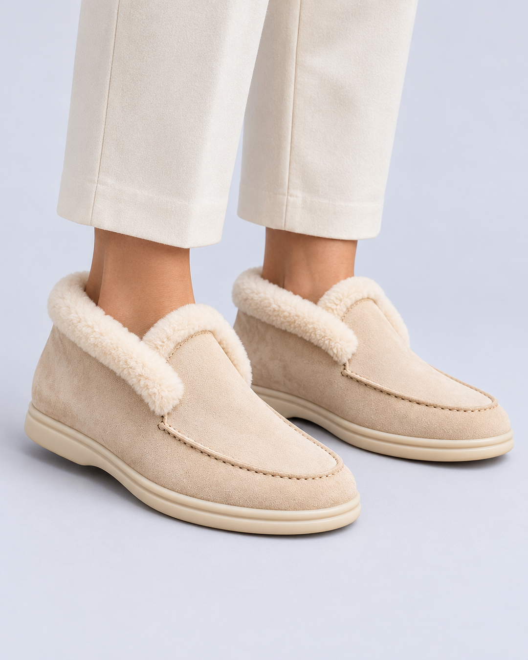 Women's Shearling Lined Suede Loafers